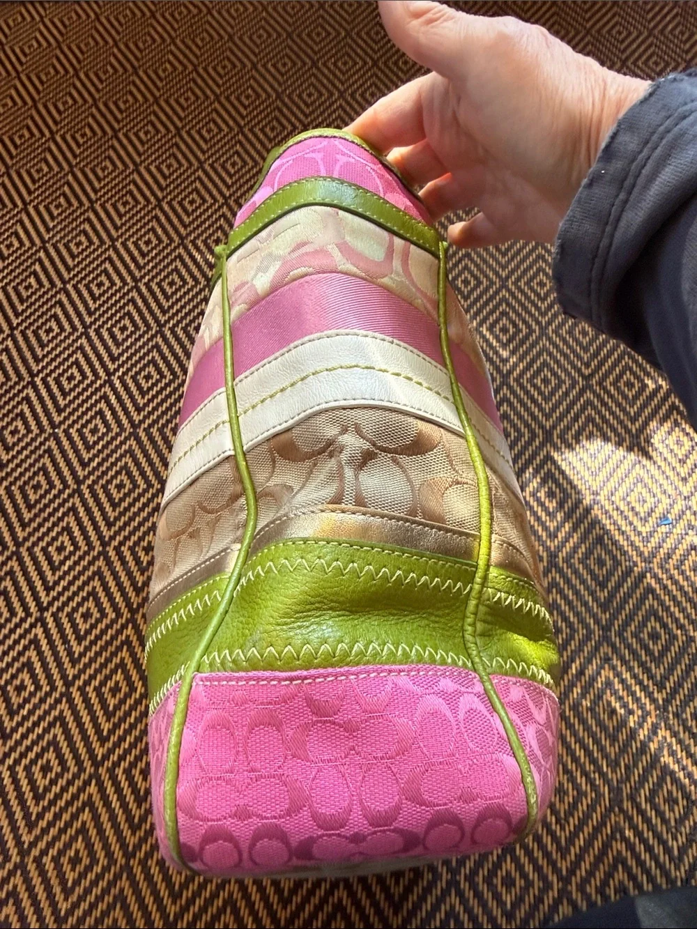 Vintage Y2K Coach BLEECKER patchwork stripe signature jacquard tote F14726